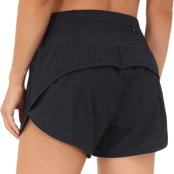 The Gym People Pants - THE GYM PEOPLE High Waisted Running Shorts Quick Dry Mesh Liner Zipper Pockets